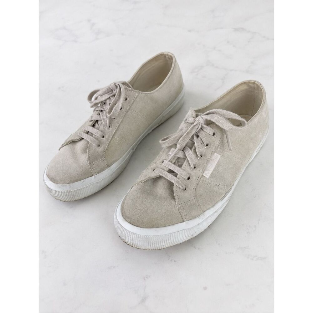 Superga Size 41 / Women’s 9.5 Suede Low Top Sneakers Dove White Cream Casual
